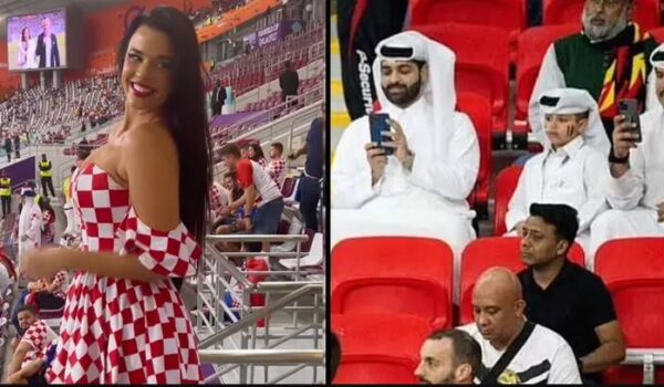 Qatari Fans Taking Photos Of Miss Croatia At The World Cup